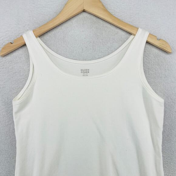 EILEEN FISHER Tank Top PS Petite Stretch Organic Cotton Scoop Neck Off White USA - Picture 3 of 12